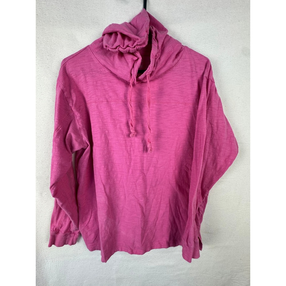 Victoria's Secret PINK Hoodie Women M Pink Slub Cotton Long Sleeve Graphic Top